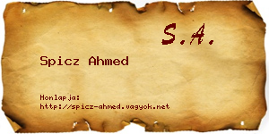 Spicz Ahmed névjegykártya